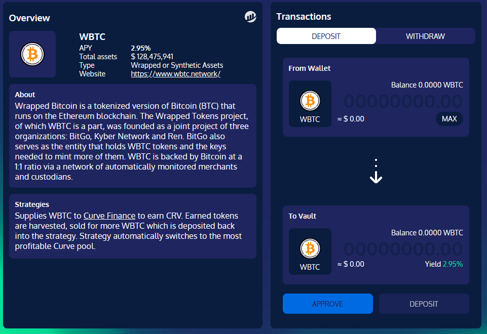 Example of a yield farming strategy on Yearn Finance