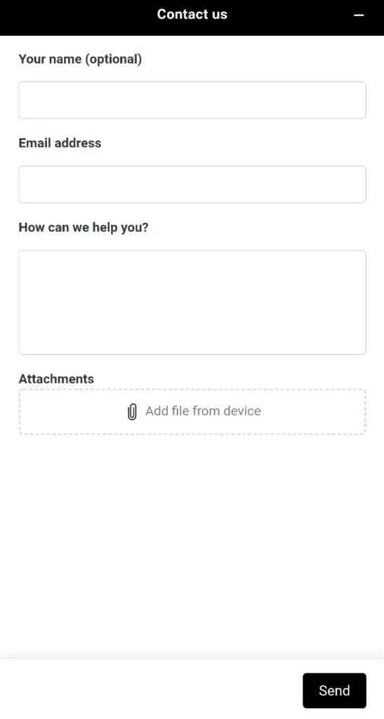 Dopamine app support ticket submission screen