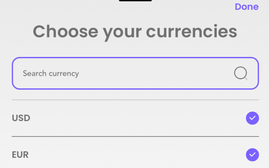 How to switch currency when viewing coins
